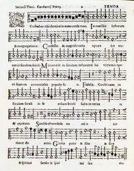 Pagina di spartito musicale di Confitebor tibi domine salmo dedicato a Palestrina di Costanzo Porta