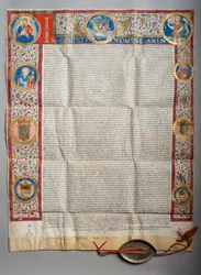 Bolla papale. Papa Paolo III, Eucaristica. Pergamena. Miniatura. 1535.