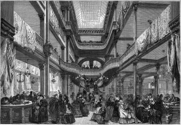 Parigi 1872: interno dei nuovi negozi, "A buon mercato"