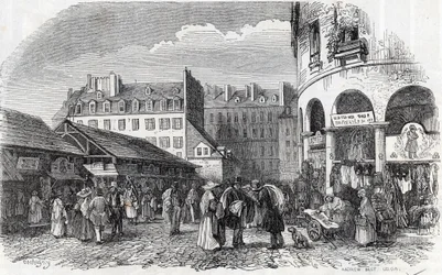 Parigi, 3° arrondissement - La rotonda del Carreau du Temple a Parigi nel XIX secolo - Incisione in 