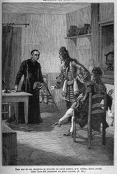 Parigi, Convento dei Gesuiti (ora Collegio Carlo Magno): Padre Michel Le Tellier (1643-1719), confessore gesuita del Re di Francia Luigi XIV. Incisione del XIX secolo. In “Histoire de France” di Jules Michelet