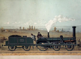 Locomotiva passeggeri e carro di carbone della Ferrovia di Strasburgo (sistema Crampton)
