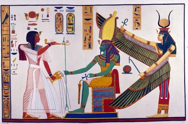 Il faraone Ramses IV fa offerte a Ptah-Sokar-Osiride. Dietro Osiride c