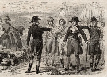 Pierre Antoine Antonelle (Pierre-Antoine Antonelle) (1747-1817) e i suoi amici arrestati per ordine di Lafayette - incisione in "Dictionnaire populaire illustré" - 1864 - di Joseph Decembre e Edmond Allonier
