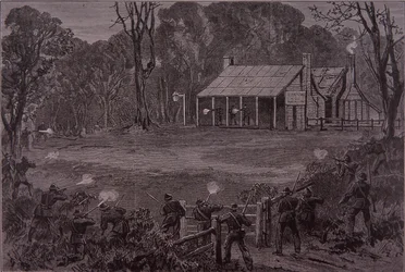 La polizia apre il fuoco sulla Kelly Gang al Glenrowan Hotel, 28 giugno 1880
