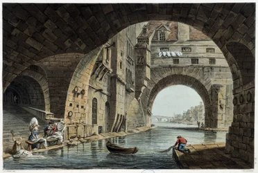 Pont de la Tournelle a Parigi visto da J.C.Nattes, Pubblicato da W.Miller a Londra-1806