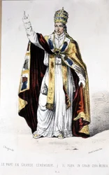 Papa Pio IX in abito da cerimonia - incisione