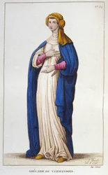 Ritratto di Adelaide di Vermandois (1065-1024). Dinastia Capetingia. Incisione del 1830