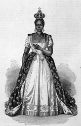 Ritratto di Adelina Leveque Soulouque moglie di Faustin I, Imperatore di Haiti dal 1847 al 1859. Incisione del 1856