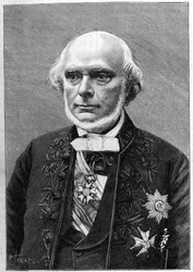 Ritratto di Armand de Quatrefages de Breau (1810-1892), naturalista e antropologo francese. (Da una fotografia di Charles Gallot). Incisione in "La Nature: revue des sciences et de leurs applications aux arts et a l