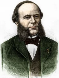 Ritratto di Auguste Pouyer-Quertier (Pouyer Quertier) (1820 - 1891). Incisione della fine del XIX secolo