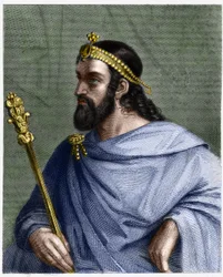 Ritratto di Cariberto, Re di Parigi (561-567) - in "Histoire des Francais" di Lavallee, incisione, sd.