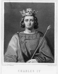 Ritratto di Carlo IV il Bello (1294 - 1328), Re di Francia - in "Histoire des Français" di Lavallée, incisione, sd.