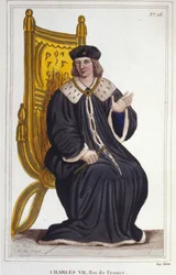 Ritratto di Carlo VII (1403 - 1461), Re di Francia. Incisione del 1830.