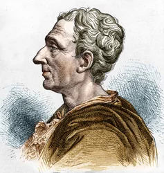Ritratto di Charles de Secondat (1689 - 1755), Barone De La Brède e Montesquieu. Incisione del XIX secolo