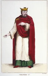 Ritratto di Chilperico I (539-584), Re di Neustria incisione del 1830