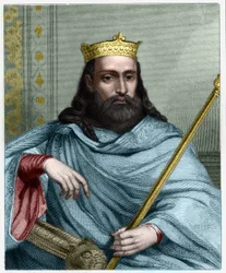 Ritratto di Clotario I (497-561), Re di Neustria e Re dei Franchi - in "Histoire des Francais" di Lavallee, incisione, sd.