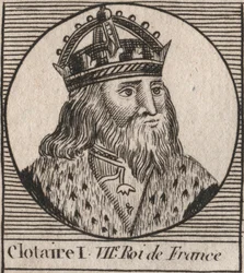 Ritratto di Clotario I (497 - 561), Re di Neustria e Re dei Franchi - incisione da "Instruction sur l