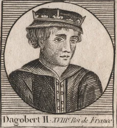 Ritratto di Dagoberto II, Re dei Franchi dal 711 al 716 - incisione da "Instruction sur l