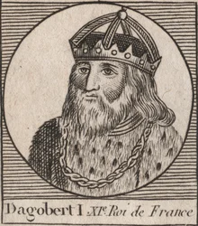 Ritratto di Dagoberto, Re dei Franchi dal 628 al 638 - Dagoberto (605-39) Re dei Franchi - incisione da 