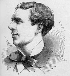 Ritratto di Ernest Coquelin detto Poppy le Cadet (1848-1909), comico francese, membro della Comédie Française. Incisione in "Le Monde Illustré" n.1168 del 16 agosto 1879