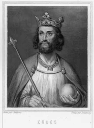 Ritratto di Eudes (Odon) (v. 860 - 898), Conte di Parigi e Troyes, poi Re di Francia - in “Histoire des Français” di Lavallée, incisione