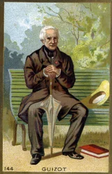 Ritratto di François Guizot (1787 - 1874) politico e storico francese. Cromolitografia del XIX secolo
