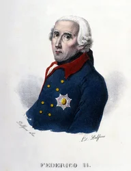 Ritratto di Federico II di Prussia (1712-1786) noto come Federico il Grande. Incisione del XIX secolo
