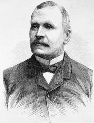 Ritratto di Georges Boulanger (1837 - 1891). Incisione della fine del XIX secolo in "Histoire de France" di H. Martin