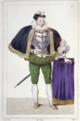 Ritratto di Enrico III (1551 - 1589), Re di Francia. Incisione del 1830