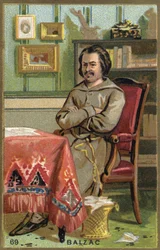 Ritratto di Honoré de Balzac (1799-1850), scrittore francese. Cromolitografia del XIX secolo