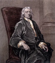 Ritratto di Isaac Newton Seduto in una Poltrona - Incisione