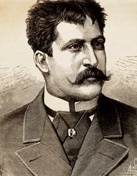 Ritratto del cantante lirico italiano Mattia Battistini (1857-1928). Incisione del XIX secolo