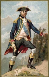 Ritratto di Jean Baptiste, conte di Estaing (1729-1794), ammiraglio francese. Cromolitografia del XIX secolo.