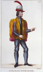 Ritratto di Giovanni II il Buono in costume militare (1319 - 1364), Re di Francia incisione del 1830