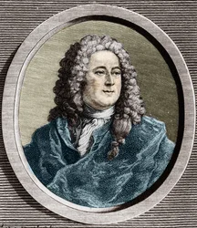 Ritratto di John Law (1671 - 1729), finanziere scozzese che causò la bancarotta nel 1720 (Evento di Rue Quincampoix)