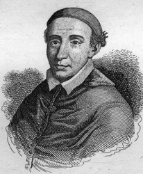 Ritratto di Giovanni de La Balue (1421-1491) Cardinale Vescovo di Evreux e Amonier del Re Luigi XI. Incisione del 1835.