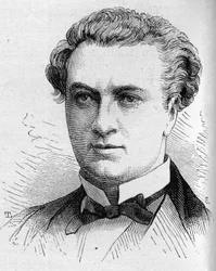 Ritratto di Jules Laroche, comico francese, membro della Comédie Française dal 1870 al 1893. Incisione in "Le Monde Illustré" n.1168 del 16 agosto 1879