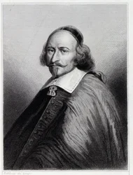 Ritratto di Giulio Mazzarino (1602-1661), Cardinale e politico francese - in "Histoire des Français" di Lavallée, incisione, sd