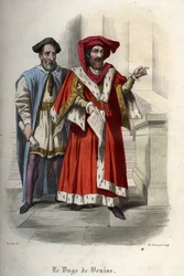 Ritratto di Leonardo Loredan (1436-1521), doge della Repubblica di Venezia. Incisione del 1842 in 