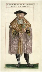 Ritratto di Leonhart Fuchs: botanico - medico tedesco (1501 - 1566) - in "De Historia Stirpium commentarii badges,..." di Leonhart Fuchs