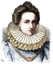Ritratto di Leonora Dori (o Dosi) detta Galigai, marescialla di Ancora (1568-1617). Indossa un colletto a gorgiera - in "Histoire de France populaire" di Henri Martin