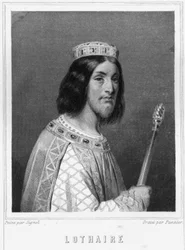 Ritratto di Lotario (941 - 986), Re dei Franchi - in "Histoire des Français" di Lavallée, incisione, sd
