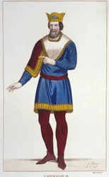Ritratto di Lotario II (825-869) Re di Lotaringia incisione del 1830