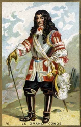 Ritratto di Luigi II di Borbone, 4º principe di Condé (Bourbon-Conde), noto come il Gran Condé (1621-1686). Cromolitografia del XIX secolo.