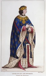 Ritratto di Luigi I di Borbone il Boiteux (1279-1342) Conte di Clermont (1310), Duca di Borbonese, Conte di La Marche e di Castres (1327). incisione del 1830
