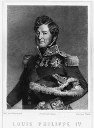 Ritratto di Luigi Filippo I (1773 - 1850), Re di Francia - in "Histoire des Français" di Lavallée, incisione, sd