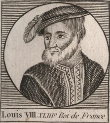 Ritratto di Luigi VIII (1187-1226) detto il Leone, re di Francia - Luigi VIII il Leone (1187-1226) Re di Francia dal 1223 al 1226 - incisione da 