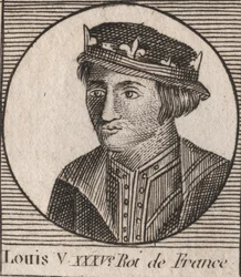 Ritratto di Luigi V il Fannullone (967-987), re di Francia - incisione da 