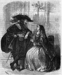 Ritratto di Luigi XIII (1601-1643) Re di Francia e Mademoiselle de Lafayette - Incisione del XIX secolo